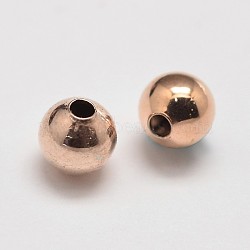 Rack Plating and PVD Vacuum Plating Brass Round Spacer Beads, Rose Gold, 4mm, Hole: 1.5mm(KK-I598-22RG-RS)