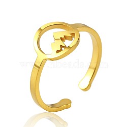 Simple Stainless Steel Adjustable Cuff Rings for Women, Fashionable Personalized Hand Jewelry, Real 18K Gold Plated, Mountain, show in picture(WT4746-13)