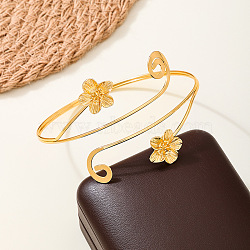 Alloy Upper Arm Cuff Bangles for Women, Flower, Golden, Inner Diameter: 3.54 inch(9cm)(WGB484A-01)