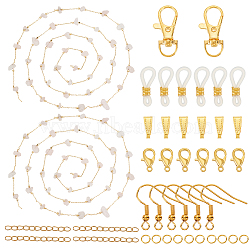 Olycraft DIY Earring Bracelet Necklace Making Kit, Including Natural Rose Quartz Beaded Chains, Alloy Clasps, Iron Earring Hooks, Golden(DIY-OC0011-11)