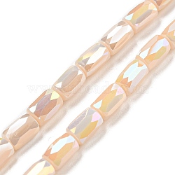 Glass Beads Strands, AB Color Plated, Faceted Column, Cornsilk, 6x4mm, Hole: 0.8mm, about 80pcs/strand, 20.08''~20.47''(51~52cm)(X-EGLA-P052-03C-05)
