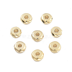 Brass Beads, Cadmium Free & Lead Free, Flat Round, Real 24K Gold Plated, 4.5x2mm, Hole: 1.5mm(KK-M288-08G-B)