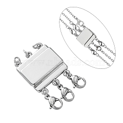 Zinc Alloy Box Magnetic Clasps Converter, Multi-Strand Clasps, Necklace Layering Clasps, Cadmium Free & Lead Free, Rectangle, Platinum, 34x18x4mm(PALLOY-C159-02P)