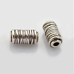 Tibetan Style Alloy Beads, Lead Free & Nickel Free & Cadmium Free, Column, Antique Silver, about 6mm wide, 11mm long, hole: 2.5mm(LF0588Y-NF)