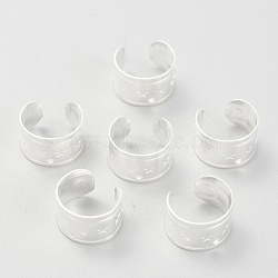 304 Stainless Steel Ear Cuff Findings, with Hole and Star Pattern, Silver, 11x7mm, Hole: 1mm(STAS-H151-12S)