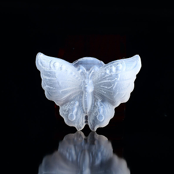 Butterfly Natural Selenite Figurines, Reiki Energy Stone Display Decorations, for Home Feng Shui Ornament, White, 47x33x10mm