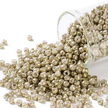 TOHO Round Seed Beads, Japanese Seed Beads, (1700) Gilded Marble White, 8/0, 3mm, Hole: 1mm, about 1110pcs/50g