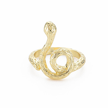 Snake Shape Rack Plating Alloy Cuff Rings, Open Rings, Cadmium Free & Lead Free, Light Gold, US Size 7 3/4(17.9mm)