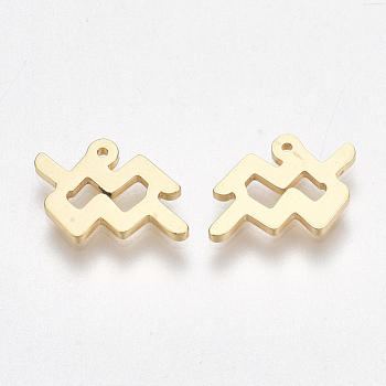 Ion Plating(IP) 304 Stainless Steel Charms, Constellation, Golden, Aquarius, 8x11x1mm, Hole: 0.5mm