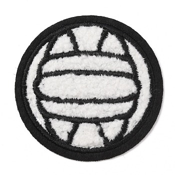 Sports Ball Theme Computerized Towel Fabric Embroidery Iron on Cloth Patches, Chenille Appliques, Costume Accessories, Sewing Craft Decoration, Volleyball Pattern, 56x3mm