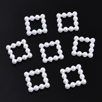 ABS Plastic Imitation Pearl Linking Rings, Square, White, 11x11x3mm, Inner Diameter: 6x6mm, about 1000pcs/bag