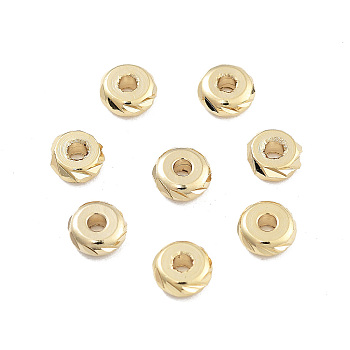 Brass Beads, Cadmium Free & Lead Free, Flat Round, Real 24K Gold Plated, 4.5x2mm, Hole: 1.5mm