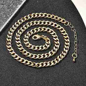 Brass Cuban Link Chain Necklaces for Women, Real 18K Gold Plated, 18.03 inch(45.8cm)