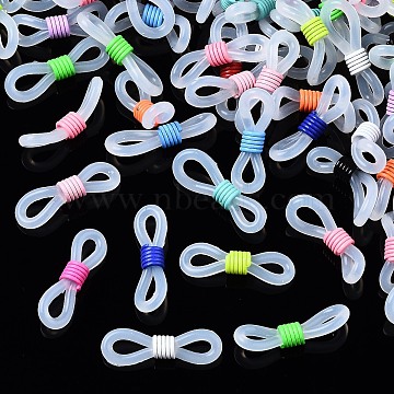 Silicone EyeGlass Holders, Eyeglasses Chain Connector, with Spray Painted Iron Findings, Mixed Color, 22x7.5mm(IFIN-T017-06)