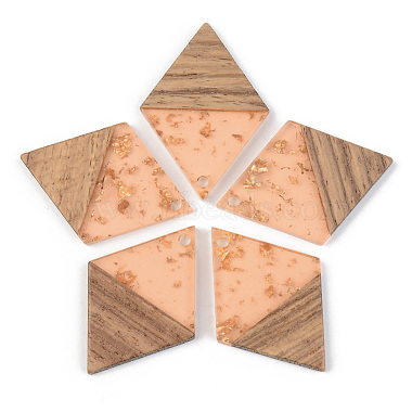Transparent Resin & Walnut Wood Pendants(RESI-S389-012A-B)-2