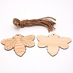 Wood Cutouts Ornaments, with Jute Twine, Hanging Decorations, for Party Gift Home Decoration, Bees, Navajo White, 7.3x9.2x0.2cm, Hole: 3mm, 10pcs(WOOD-WH0112-80)