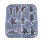 Silicone Molds, Resin Casting Molds, For UV Resin, Epoxy Resin Jewelry Making, Ocean Style, White, 13.8x15x1.9cm(X-DIY-E010-01)
