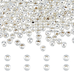 200Pcs Brass Spacer Beads, Long-Lasting Plated, Round, 925 Sterling Silver Plated, 4x3.5mm, Hole: 1.6mm(KK-DC0003-96)