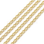Electroplate Brass Teardrop Twisted Chains, Curb Chains, Soldered, Golden, Link: 7x3x0.9mm(CHC-XCP0001-35)