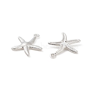 304 Stainless Steel Pendants, Starfish/Sea Stars, Silver, 17.5x15.5x2mm, Hole: 1mm(STAS-F180-04S)