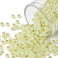 TOHO Round Seed Beads, Japanese Seed Beads, (PF2109) PermaFinish Jonquil Opal Silver Lined, 8/0, 3mm, Hole: 1mm, about 220pcs/10g(X-SEED-TR08-PF2109)