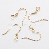 304 Stainless Steel Earring Hooks, with Horizontal Loop, Golden, 17x18.3x2.5mm, Hole: 2mm, 21 Gauge, Pin: 0.7mm(STAS-G179-45G)