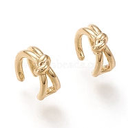 Brass Cuff Earrings, Knot, Real 18K Gold Plated, 11.5x11x5.5mm(X-EJEW-F255-05G)