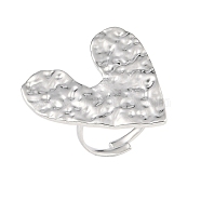 Non-Tarnish Textured Heart 304 Stainless Steel Adjustable Rings for Women, Stainless Steel Color, US Size 6 3/4(17.1mm)(RJEW-H231-02P)