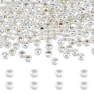 200Pcs Brass Spacer Beads, Long-Lasting Plated, Round, 925 Sterling Silver Plated, 4x3.5mm, Hole: 1.6mm(KK-DC0003-96)