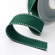Grosgrain Polyester Ribbons for Gift Packings, Green, 1 inch(25mm), about 100yards/roll(91.44m/roll)(SRIB-I001-025-587W)