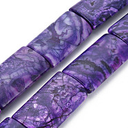 Natural Crazy Agate Beads Strands, Dyed & Heated, Rectangle, 44x24~25x10mm, Hole: 1.8mm, about 9pcs/strand, 15.75 inch(40cm)(G-S359-350B)