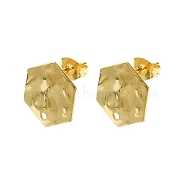 304 Stainless Steel Stud Earring Findings, Hexagon, 13.5x12mm, Hole: 1.4mm, Pin: 10.5x0.5mm.(STAS-L024-003G-06)