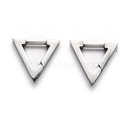 304 Stainless Steel Triangle Huggie Hoop Earrings, Stainless Steel Color, 13x14.5x3mm, Pin: 1mm(STAS-H156-02C-P)