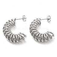 304 Stainless Steel Spiral Stud Earrings, Wire Wrap Jewelry, Stainless Steel Color, 30x8mm(EJEW-B023-20P)