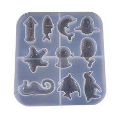 Silicone Molds, Resin Casting Molds, For UV Resin, Epoxy Resin Jewelry Making, Ocean Style, White, 13.8x15x1.9cm(X-DIY-E010-01)