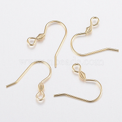 304 Stainless Steel Earring Hooks, with Horizontal Loop, Golden, 17x18.3x2.5mm, Hole: 2mm, Pin: 0.7mm(STAS-G179-45G)
