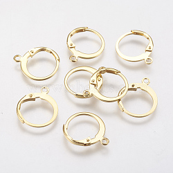 304 Stainless Steel Leverback Earring Findings, with Loop, Real 18K Gold Plated, 14.5x12x2mm, Hole: 1.2mm(X-STAS-F141-02G)