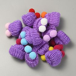 Woolen Crochet Mini Hat with Double Pom Pom Ball, Ornament Accessories, Dark Orchid, 35x31x28mm(DIY-WH0032-56D)