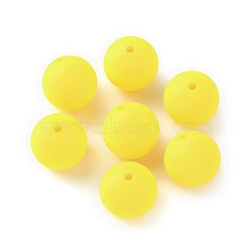 Food Grade Eco-Friendly Silicone Beads, Baby Chew Teething, Round, Yellow, 15mm, Hole: 2mm(SIL-WH0013-01G)