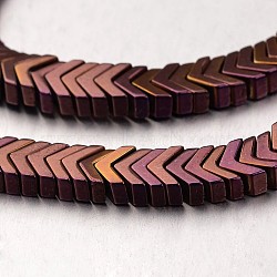 Electroplate Non-magnetic Synthetic Hematite Bead Strands, Arrowhead, Purple Plated, 4x6x3mm, Hole: 1mm, about 206pcs/strand, 15.7 inch(G-F300-19-04)