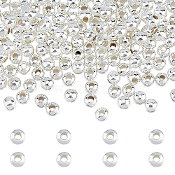 200Pcs Brass Spacer Beads, Long-Lasting Plated, Round, 925 Sterling Silver Plated, 4x3.5mm, Hole: 1.6mm(KK-DC0003-96)