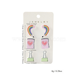 3 Pairs Back-to-school Acrylic Stud Earrings, Book & Pen & Clip, Mixed Color, 20x14mm(FS-WGAA197-21)