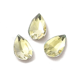 Glass Rhinestone Cabochons, Point Back & Back Plated, Faceted, Teardrop, Jonquil, 8x5x2.5mm(RGLA-P037-11A-D337)