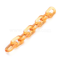 Handmade Transparent Acrylic Cable Chains, Oval, Orange, Link: 31x19.5x5mm, about 39.37 inch(1m)/strand(AJEW-JB00563-01)