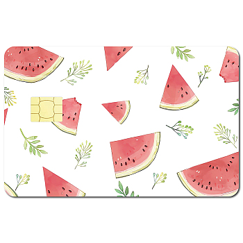 PVC Plastic Waterproof Card Stickers, Self-adhesion Card Skin for Bank Card Decor, Rectangle, Watermelon, 186.3x137.3mm