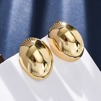 304 Stainless Steel Stud Earrings for Women, Ion Plating(IP), Oval, Real 18K Gold Plated, 28.5x21.5mm