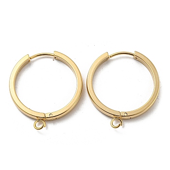 201 Stainless Steel Huggie Hoop Earrings Findings, with Vertical Loop, with 316 Surgical Stainless Steel Earring Pins, Ring, Real 24K Gold Plated, 24x3mm, Hole: 2.7mm, Pin: 1mm