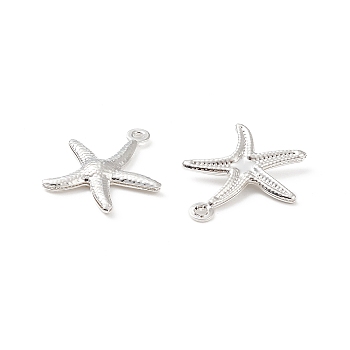 304 Stainless Steel Pendants, Starfish/Sea Stars, Silver, 17.5x15.5x2mm, Hole: 1mm
