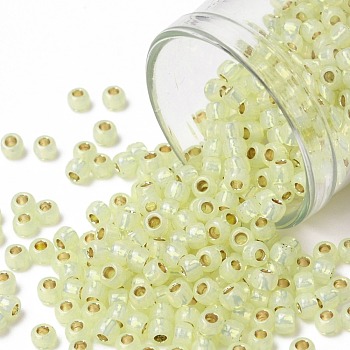 TOHO Round Seed Beads, Japanese Seed Beads, (PF2109) PermaFinish Jonquil Opal Silver Lined, 8/0, 3mm, Hole: 1mm, about 220pcs/10g