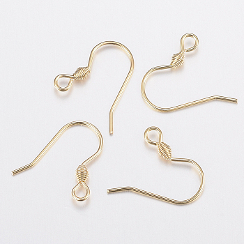 304 Stainless Steel Earring Hooks, with Horizontal Loop, Golden, 17x18.3x2.5mm, Hole: 2mm, 21 Gauge, Pin: 0.7mm
